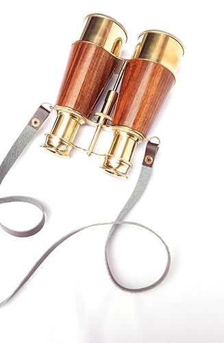 Miniatura 9 de SIFAAT WORLD Prismáticos de latón sólido brillante para adultos y niños con correa de cuello de cuero, 6 pulgadas prismáticos náuticos compactos