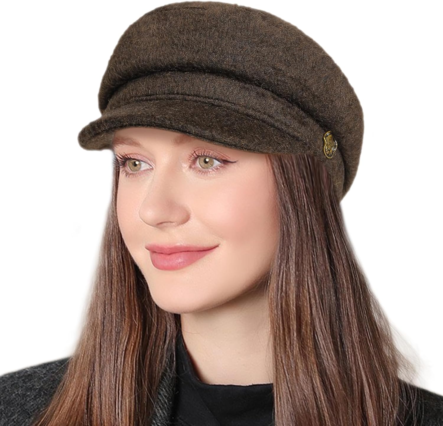 Womens Newsboy Caps Cabbie Cap 100% Wool Visor Beret Hat Flat Bakerboy Hat Ladies Pageboy Caps for Womens Newsboy Hat