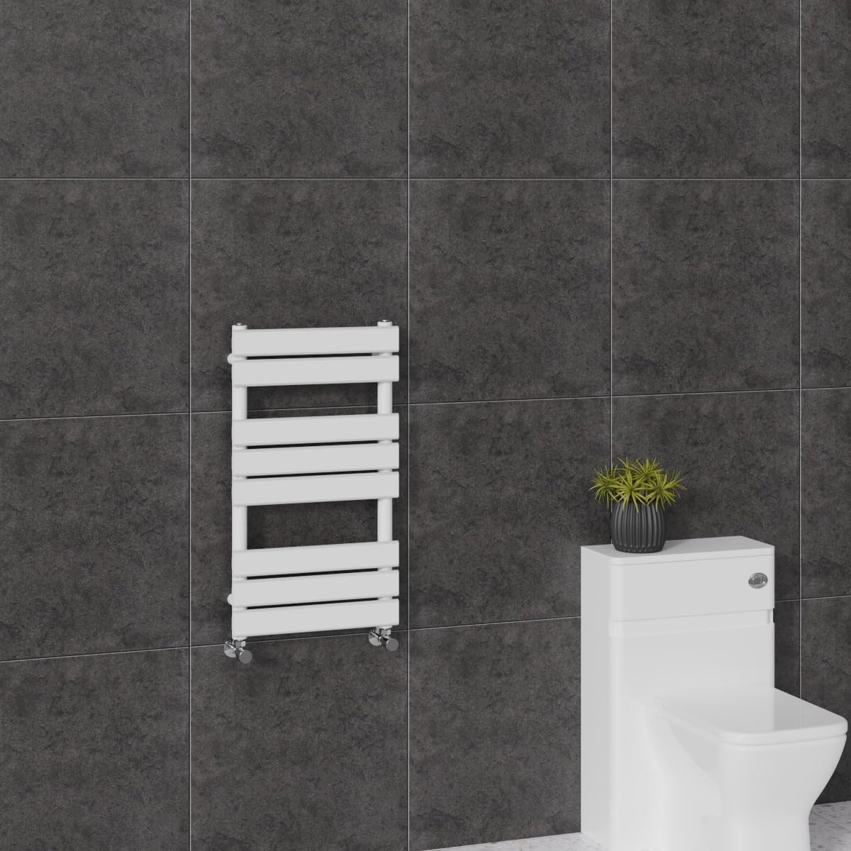 Warmehaus Flat Panel Heated Towel Rail Radiator Ladder Rad 800 x 450mm Bathroom Central Heating Towel Warmer White