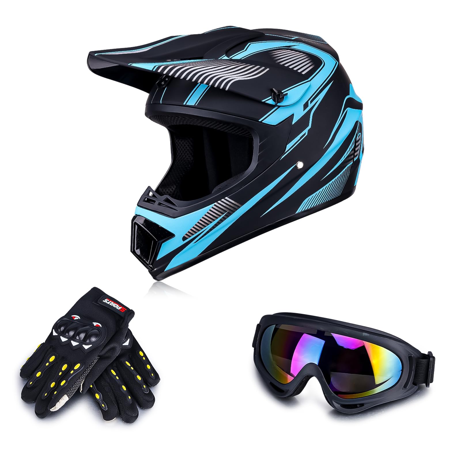 ATV Youth Kids Motocross Helmet for 4 Wheeler Dirt Bike Street Riding with DOT FMVSS 218