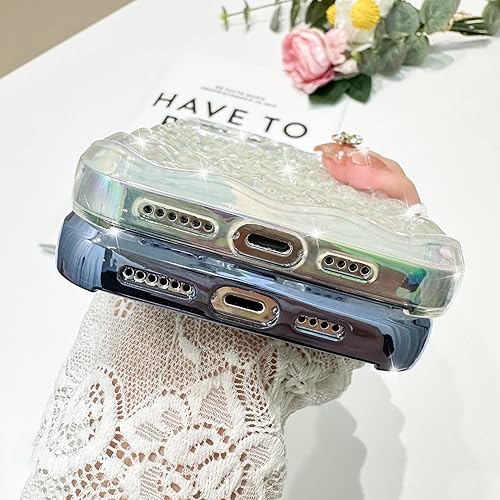 Miniatura 4 de MZELQ Funda para iPhone 14 Pro Max, diseño de lujo, diseño de lámina, plisada, elegante, ondulada, para niñas y mujeres, galvanoplastia de