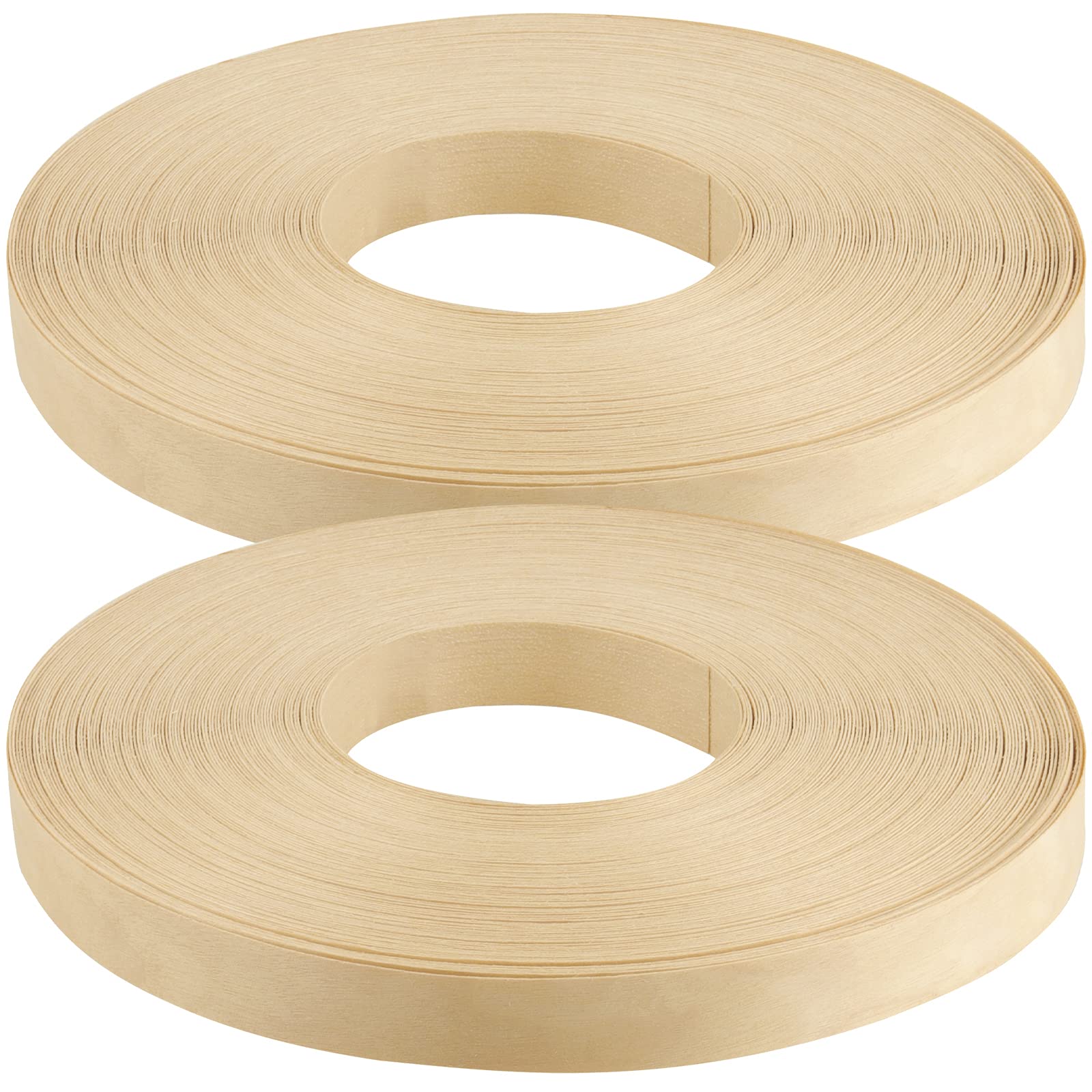 SHEUTSAN 2 Rolls 13/16 Inch x 164 Ft Birch Edge Banding, Wood Veneer Edge Banding, Plywood Edge Banding with Hot Melt Adhesive, Preglued Wood Edging Tape Iron-On Edging for Furniture Restorations
