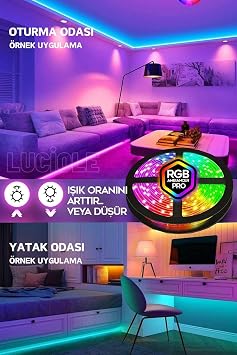 luciole Tv Arkası Yatak Çocuk Odası Mutfak Salon Rgb Şerit Led Tak Çalıştır Uzaktan Kumandalı 5 Metre