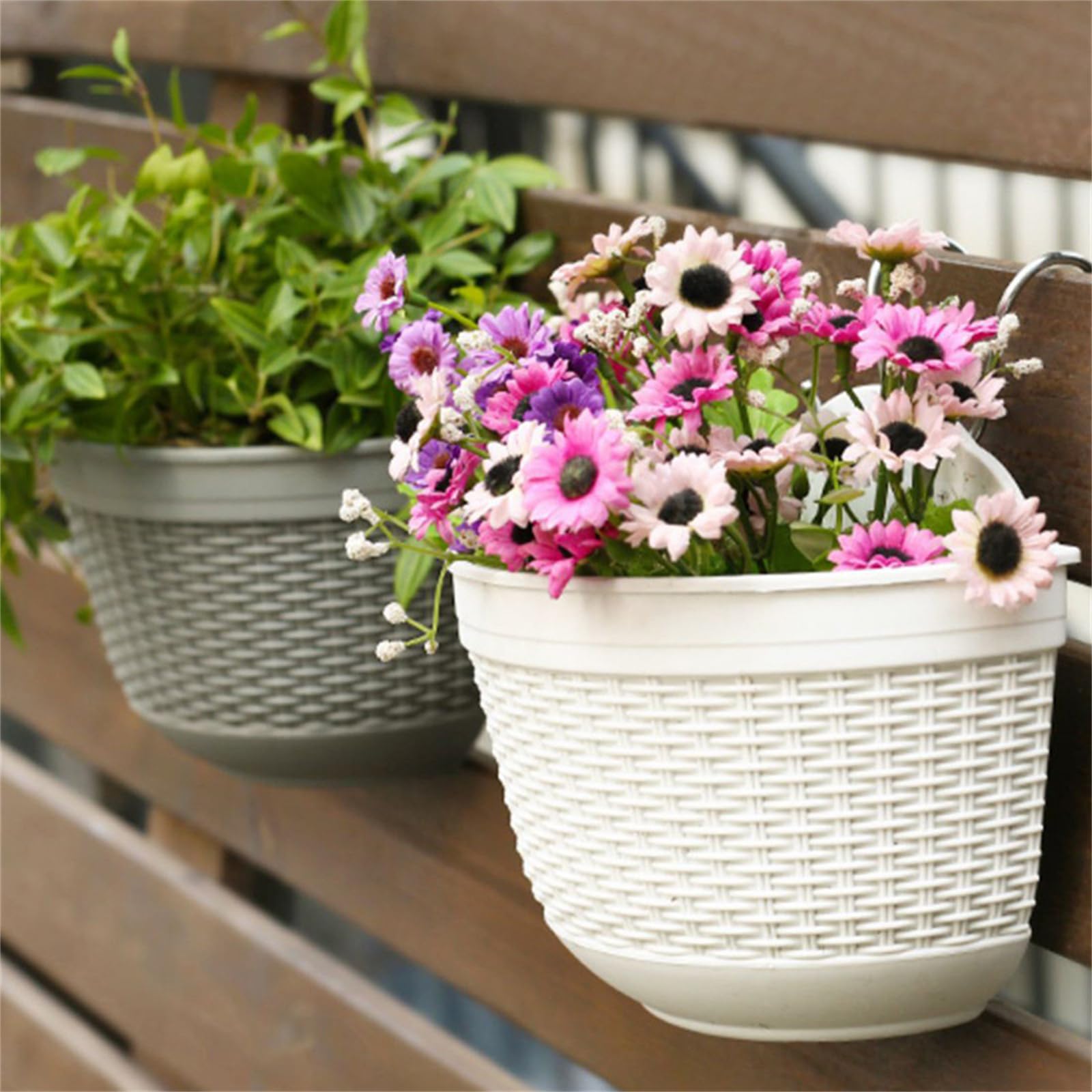 INOOMP 24 Sets Hängende Pflanzentöpfe – Kunststoff, Weiß, 30x9,5x9,5 Cm, Mit Haken Für Sukkulenten
