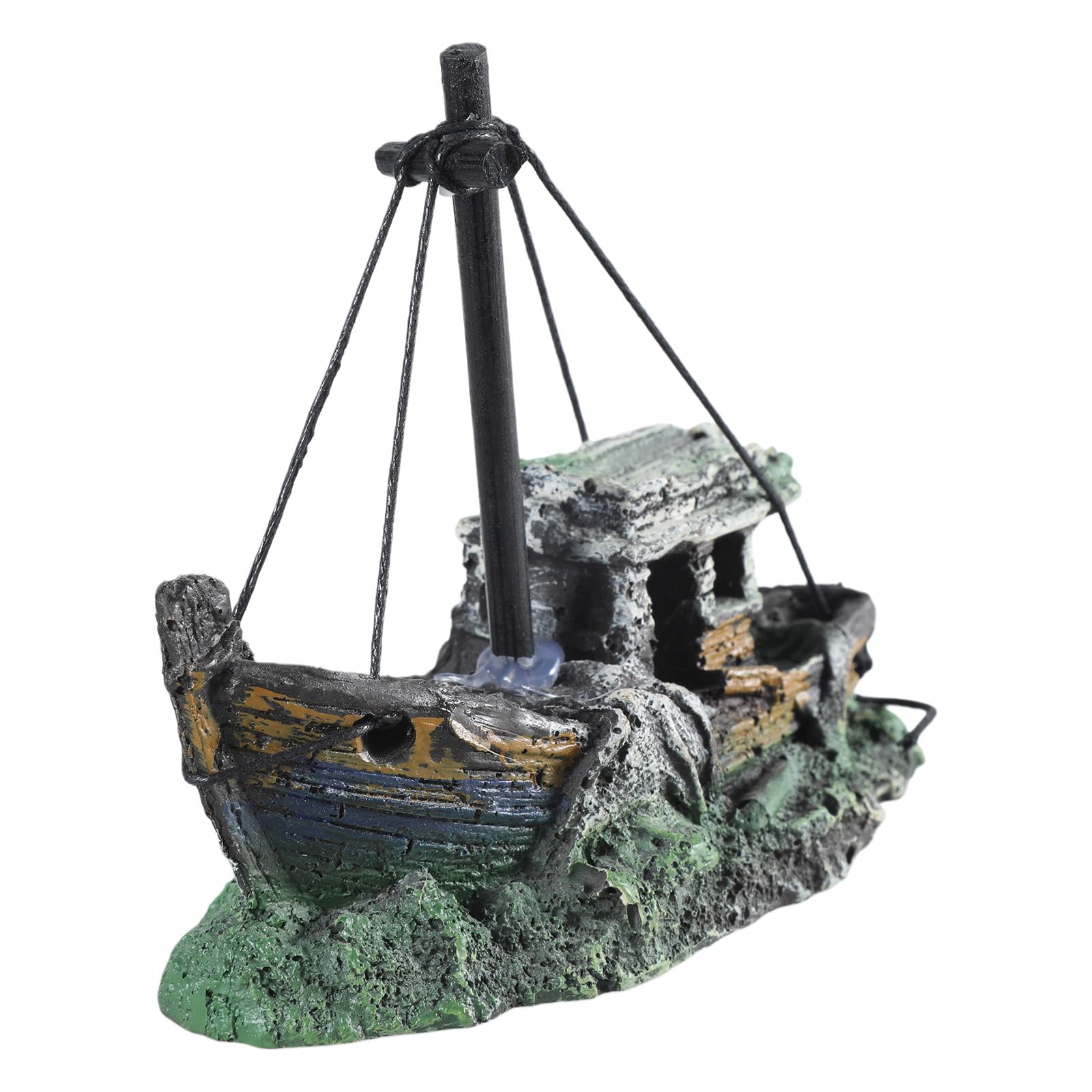 Zhouyqx As Shown Aquarium Sunken Ship Decorations Resin Ship Cave Fish For Ornaments For Accessories For C