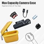 BOVKE Camera Case for Canon PowerShot SX740 / SX730 / G7 X Mark III / G7X Mark II / V1 Digital Camera, Hard Protective Holder Travel Storage Bag, Mesh Pocket fits Cable, Batteries, SD Card, Yellow