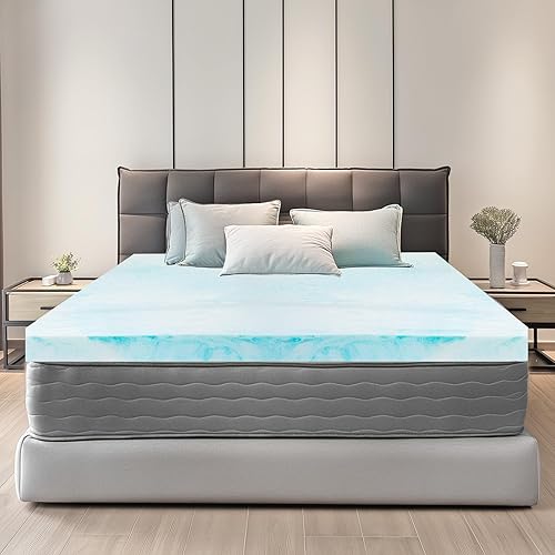 Miniatura 8 de OLIXIS Cubrecolchón de espuma viscoelástica individual, 2 pulgadas de grosor con infusión de gel para cama de tamaño individual, almohadillas de