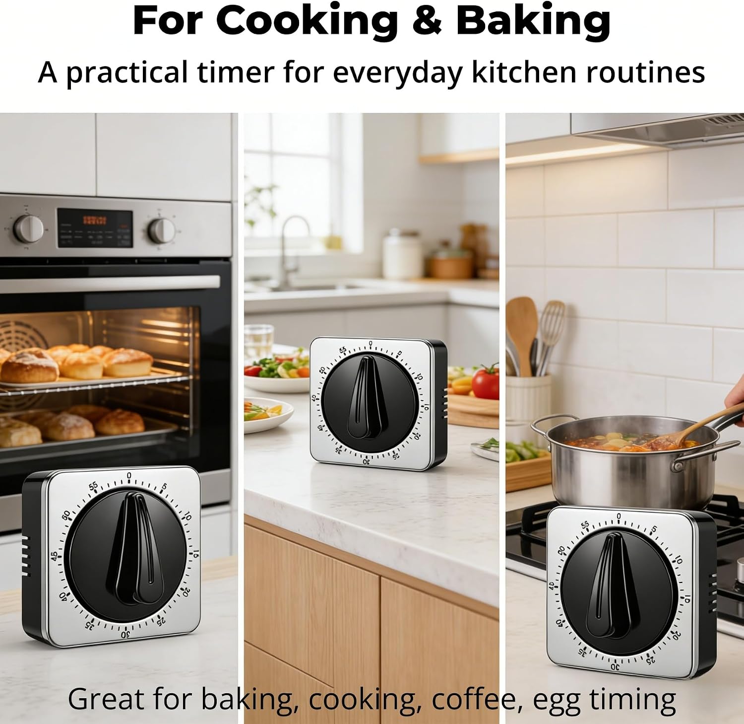 Searon Kitchen Timers for Cooking, Mechanical Wind-Up Timer, Magnetic