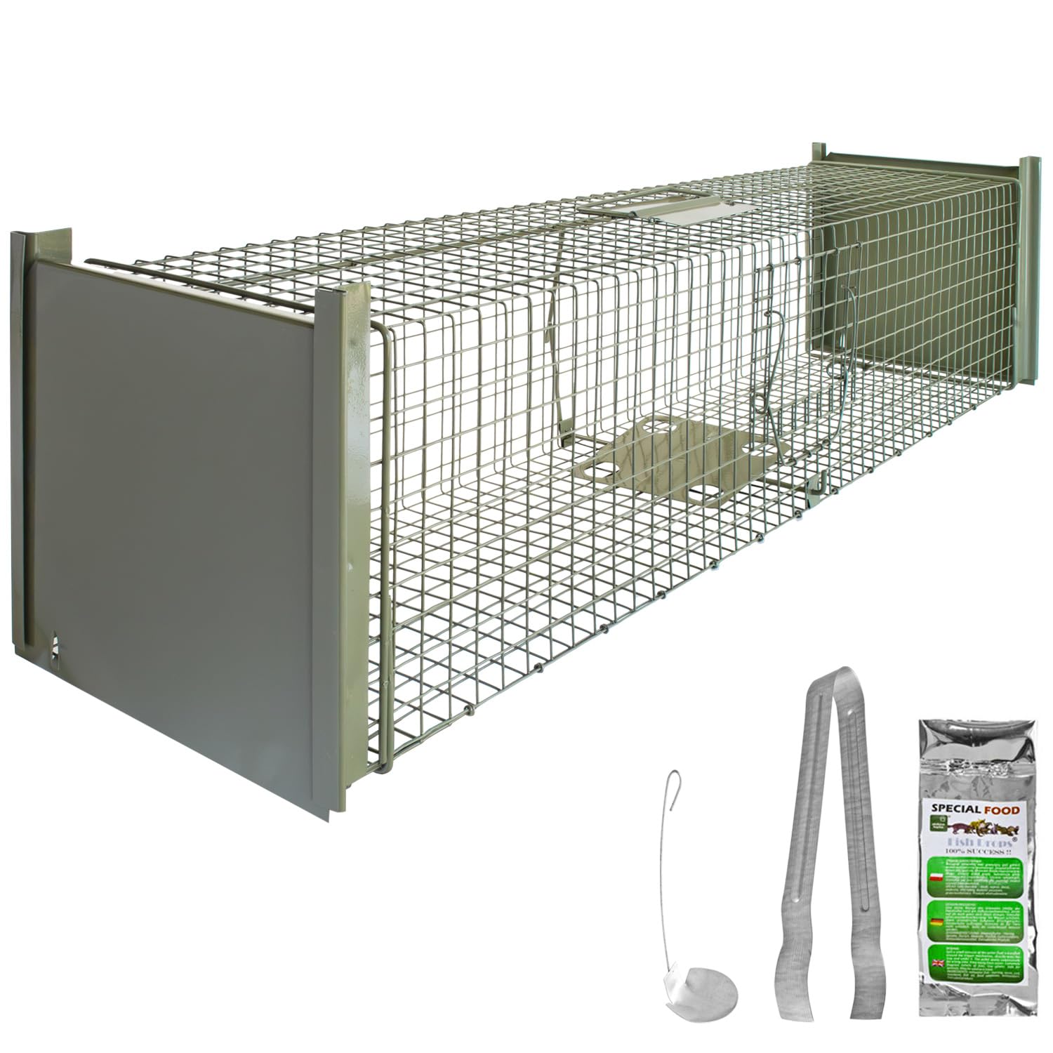 Petigi Lebendfalle Drahtfalle Marder Lebend Wiesel Garten Kaninchen Abwehr Umsiedeln Falle Haus Zubehör Ratte Rattenfalle Vertreiben Dachboden 120 x 26 x 26 cm Grün