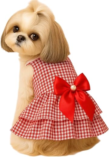 KUTKUT polycotton Stripe Dress for Small Dog Cat Girl Puppy Clothes Female Princess Tutu Frock Skirt Summer Shirt Cat Pet ...