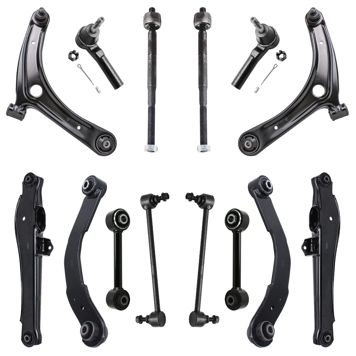 Detroit Axle - 14pc Front End Control Arms Kit for 2007-2012 Dodge Caliber