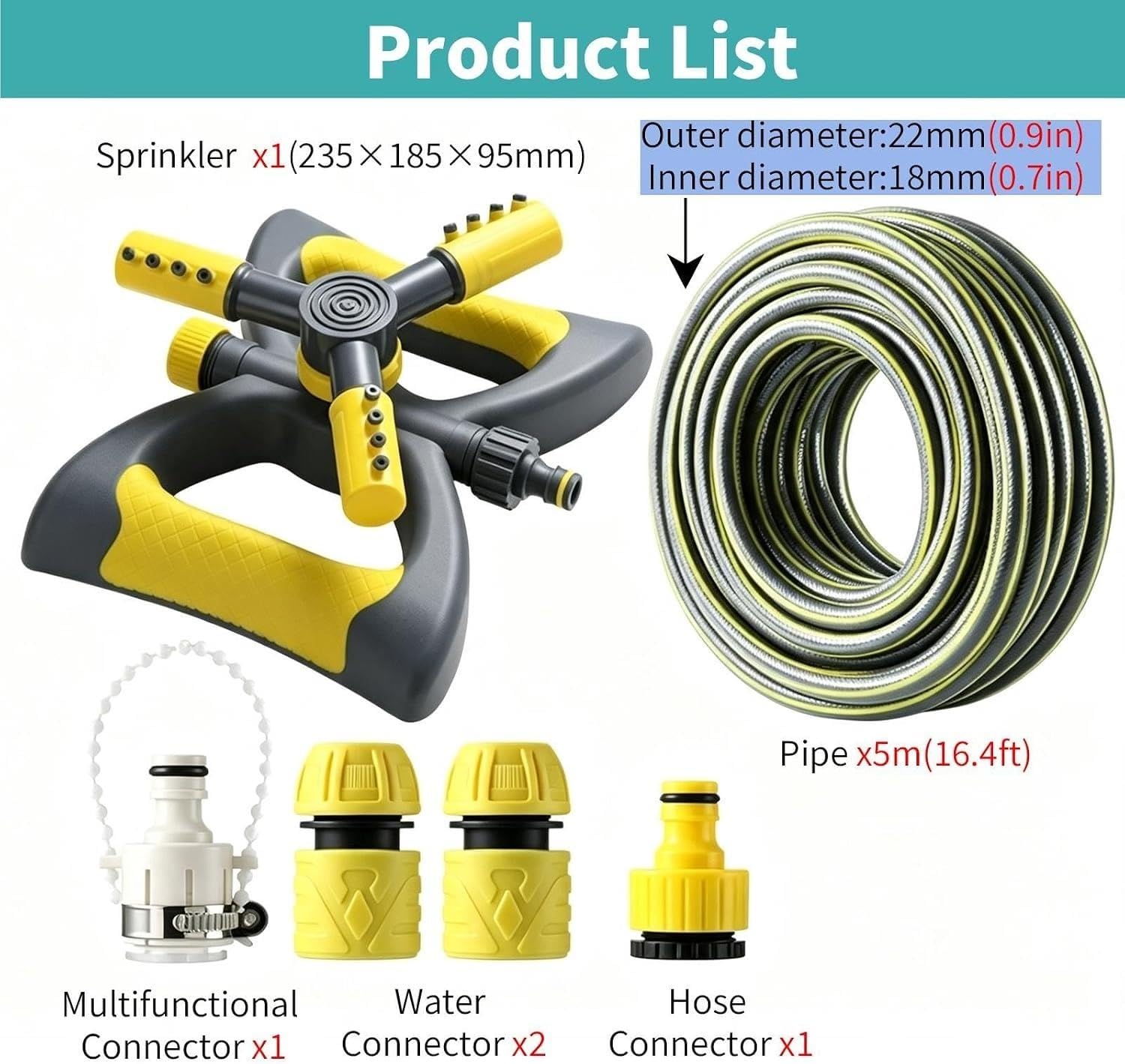 Kit Irrigazione Goccia Misters di soppressione della polvere per spruzzatori, Copertura spray di ampia area, Attrezzature di raffreddamento esterno regolabili(Pipe 22mm/0.9in,110m/360.8ft)