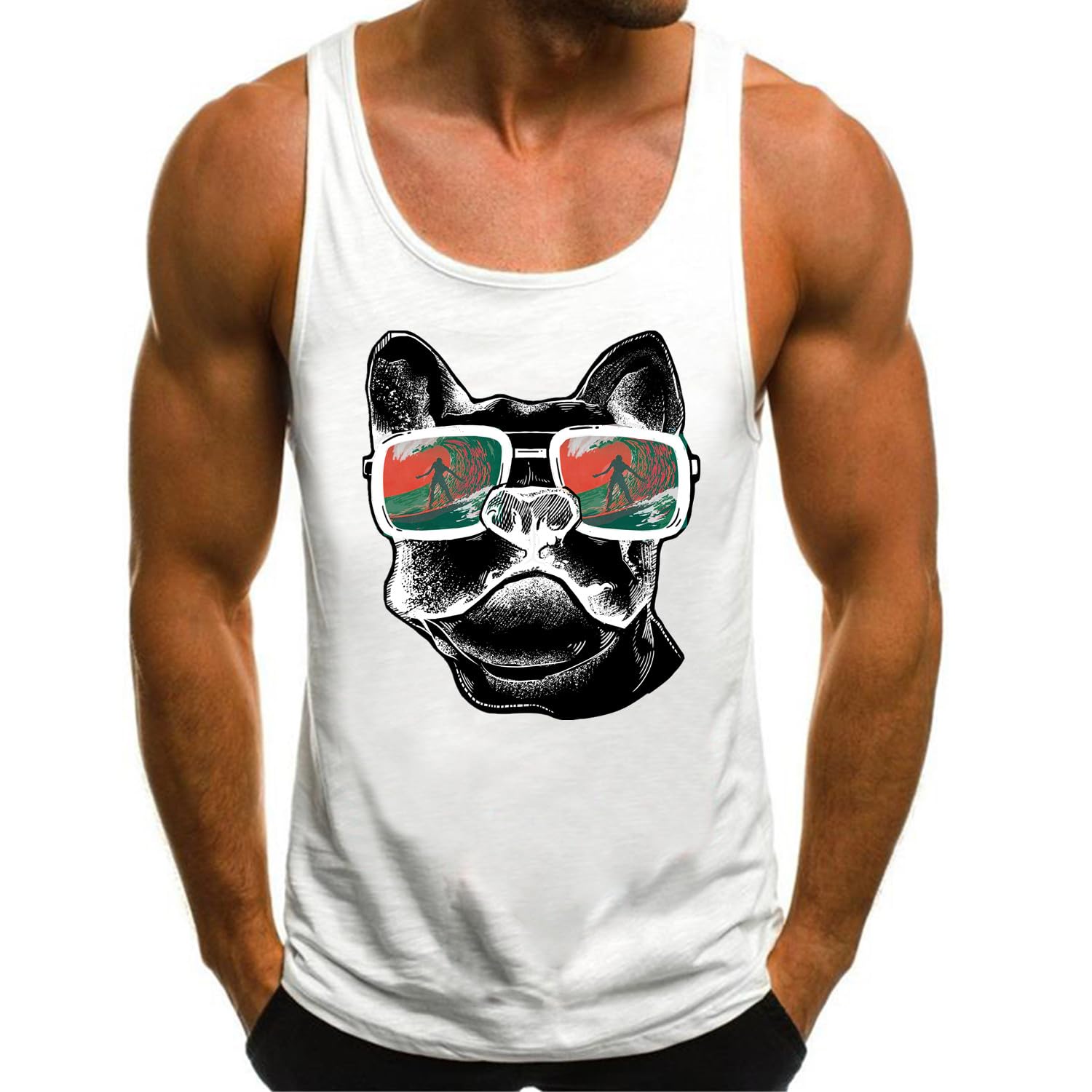 Débardeur Homme HOTCAT Imprimé Panda Avec Lunettes De Soleil - Style Streetwear, Coton | T-shirt Muscle Shirt Décontracté - 6
