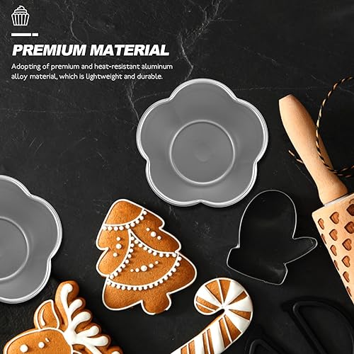 Miniatura 5 de Moldes de pudín en forma de flor, moldes de aluminio para hornear, antiadherentes, redondos, antiadherentes, para magdalenas, magdalenas, quesos,