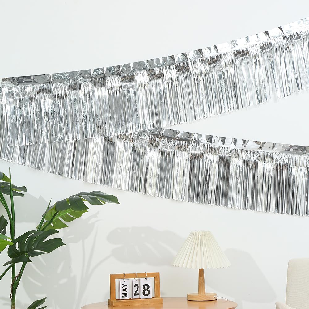 AIBAOBAO Lot de 2 Rideaux à Franges, Couleurs métalliques, Rideau de Pluie pour Mariage, fiançailles, Douche de Mariage, décoration d'anniversaire, fête prénatale, Film Shimmer Tinsel Rideaux AIBAOBAO Lot de 2 Rideaux à Franges, Couleurs métalliques, Rideau de Pluie pour Mariage, fiançailles, Douche de Mariage, décoration d'anniversaire, fête prénatale, Film Shimmer Tinsel Rideaux