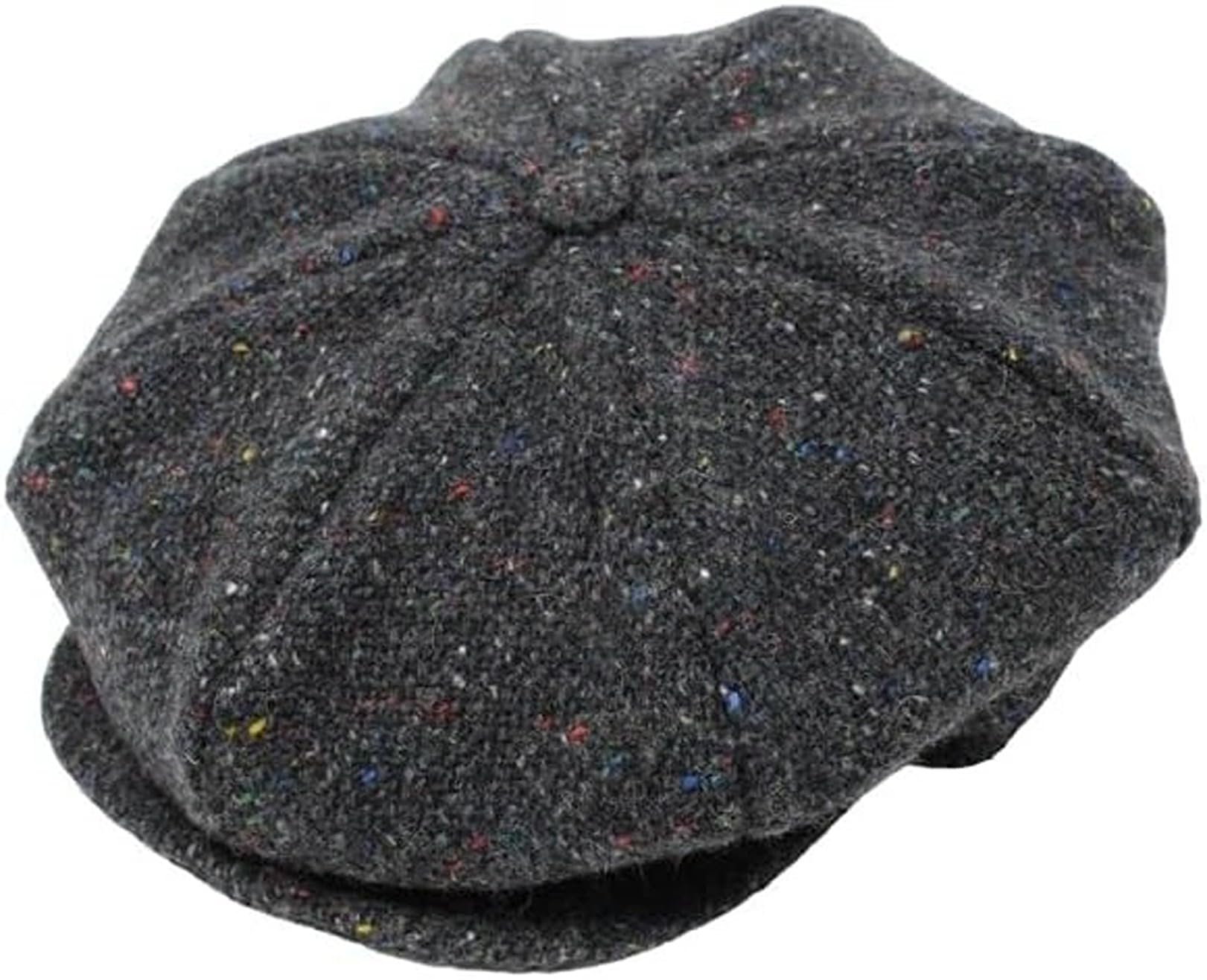 Hanna Hats Men's Donegal Tweed 8 Piece Cap Newsboy Cap, Dark Grey Charcoal Fleck Salt & Pepper, XL