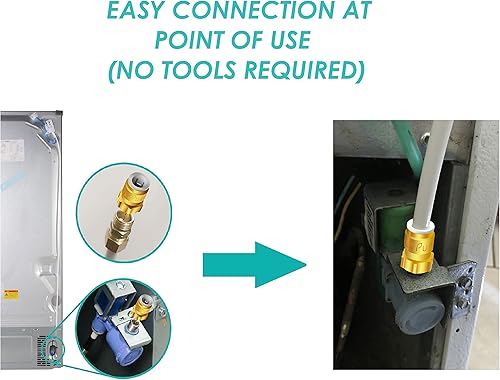 Miniatura 10 de Kit de línea de agua PEX de 6 pies x 14 pulgadas de diámetro exterior para nevera con adaptadores hembra de conexión rápida de 14 pulgadas.