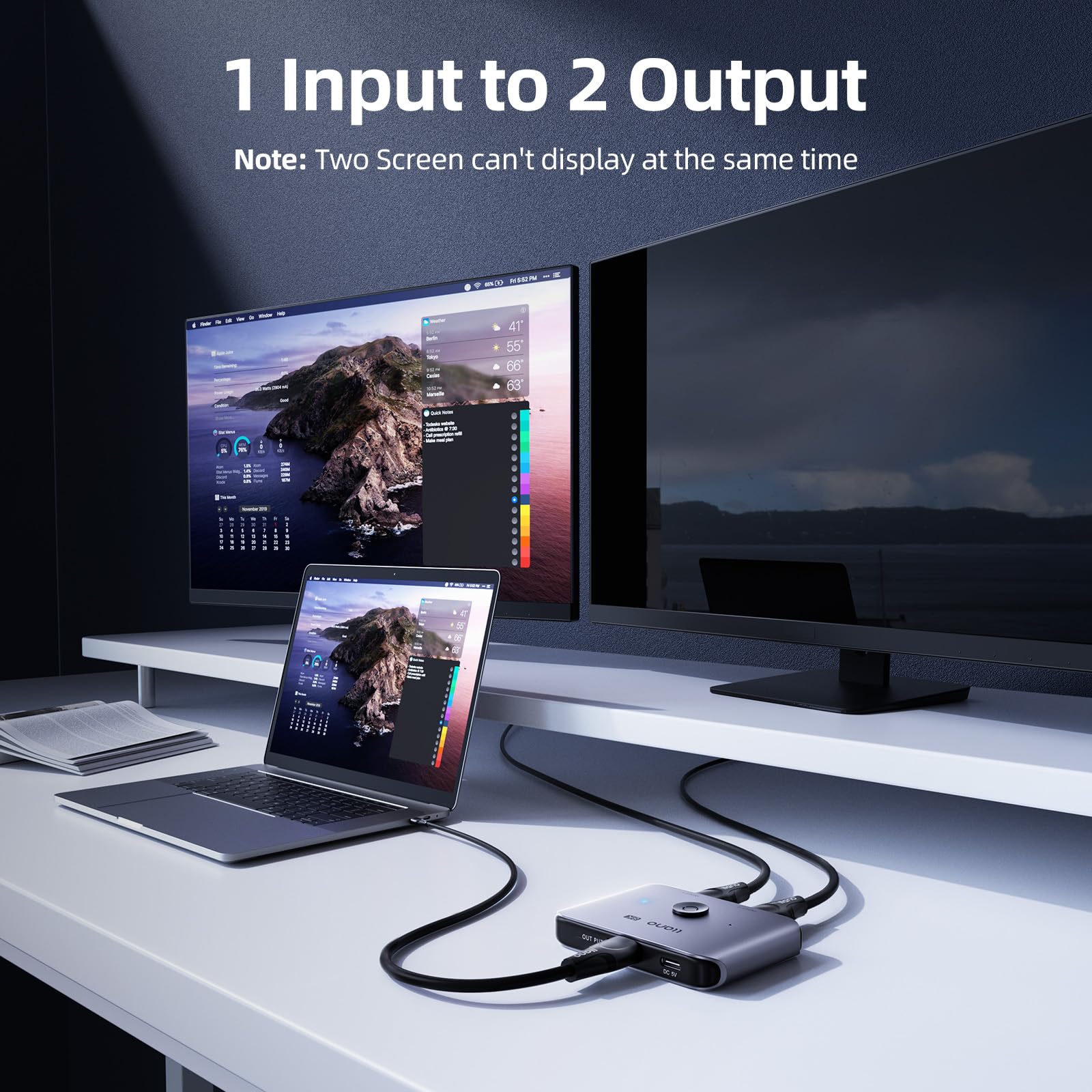 llano Commutateur HDMI 8K HDMI2.1 bidirectionnel Prend en Charge 8K @ 60Hz 4K @ 120Hz HD2.3 en Aluminium pour PS4/PS5 Xbox Roku Apple TV Fire Stick