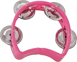 Pandeiro Infantil Meia Lua Pandeirola Profissional Colorido Para Criança Percussão Musical em ABS Instrumento de Mão Zaidan's (Rosa)