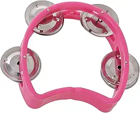 Pandeiro Infantil Meia Lua Pandeirola Profissional Colorido Para Criança Percussão Musical em ABS Instrumento de Mão Zaidan's (Rosa)
