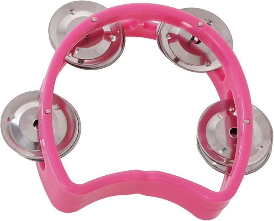 Pandeiro Infantil Meia Lua Pandeirola Profissional Colorido Para Criança Percussão Musical em ABS Instrumento de Mão Zaidan's (Rosa)
