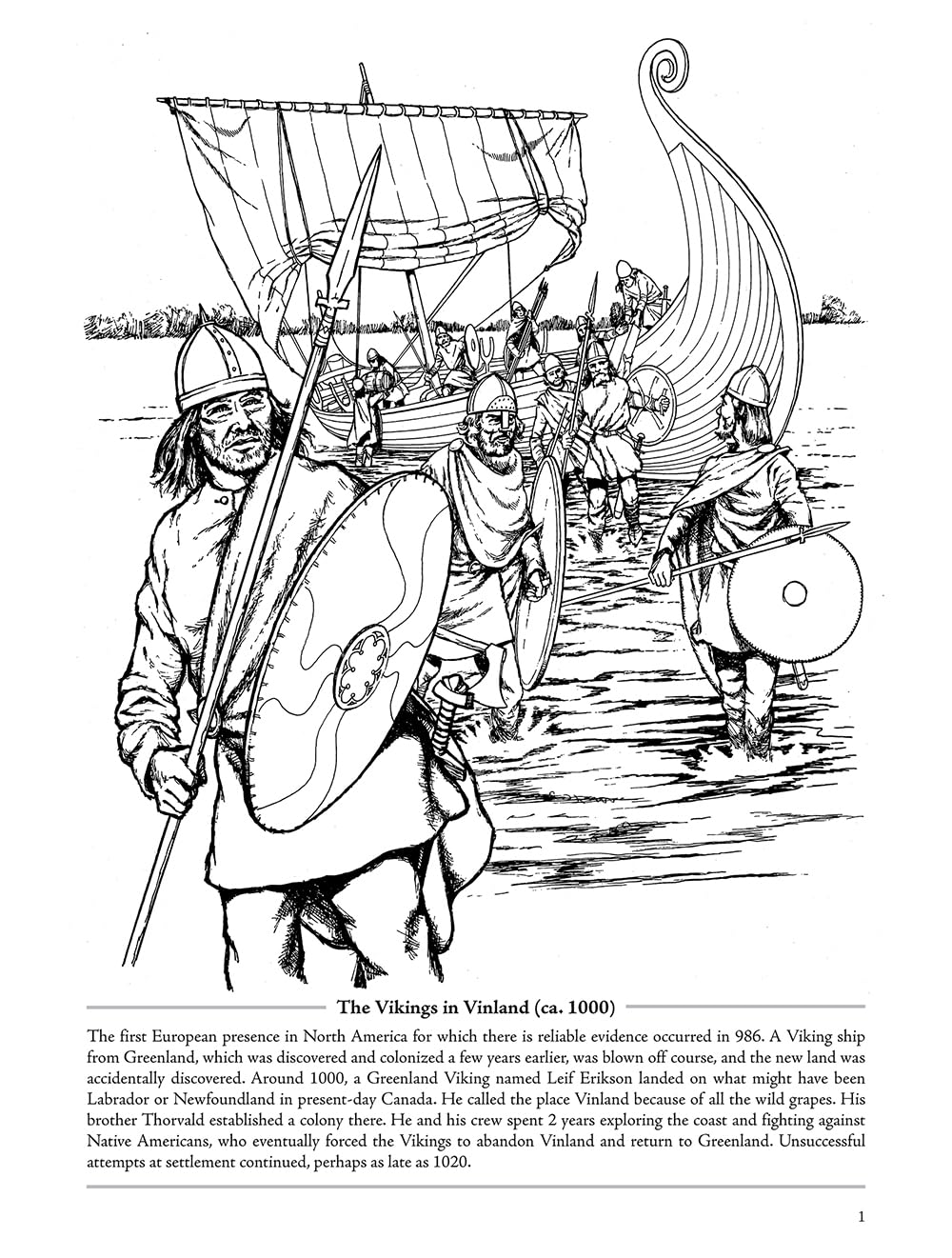 Picture the Past: The Exploration of North America: Historical Coloring Book