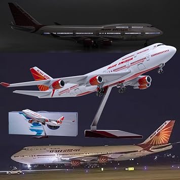 18.5 1150 Scale Model Airplane Air India B747-400 Model Jet Collectibles Resin with Wheels Diecast for Collection Gift Ornament Color LED B747