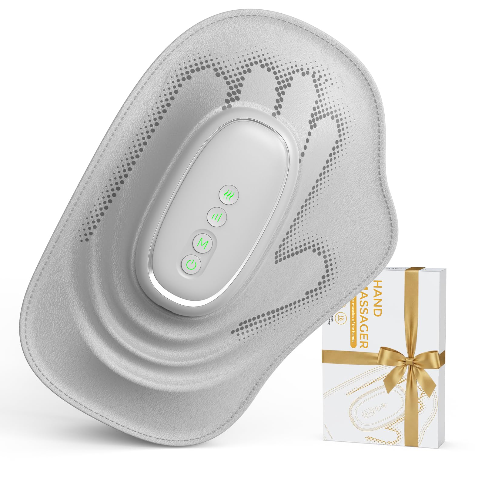 Elektrisches Handmassagegerät mit Wärme für Karpaltunnel & Arthritis Schmerzlinderung | 8-Zonen-Luftkompression, individuelle Fingerschlitze, weiches PU-Leder, schnurlos & tragbar, Geschenke für Männer und Frauen