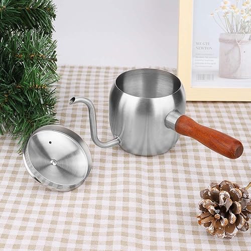 Miniatura 4 de Topyond Cafetera de cuello de cisne de acero inoxidable, hervidor de goteo de 16.9 fl oz con boquilla de flujo fino, tetera japonesa para
