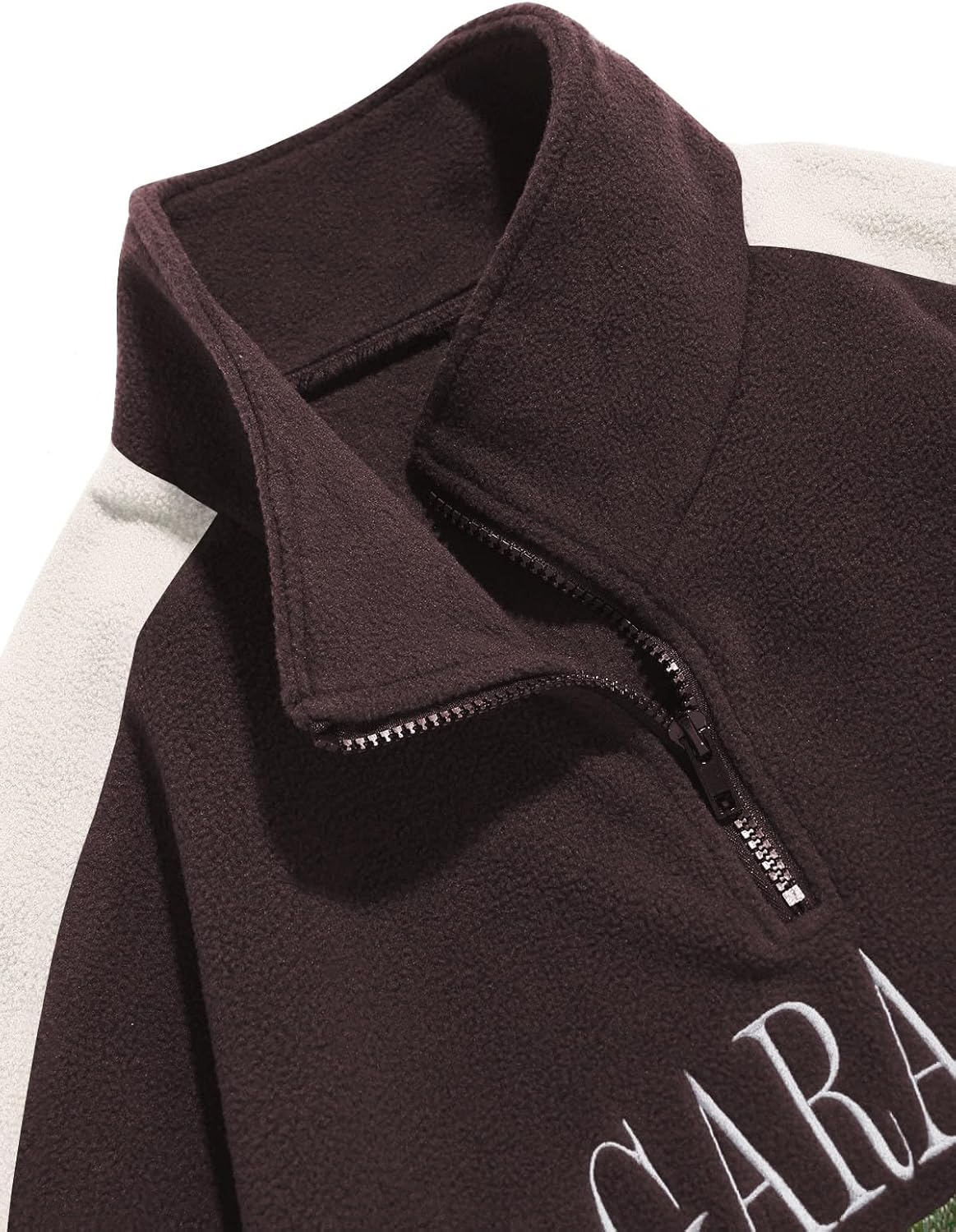 ZAFUL Mens Graphic Fleece Sweatshirts Quarter Zip Pullover Sweatshirt Letter Embroidered Oversized Vintage Hoodie Top - Image 4