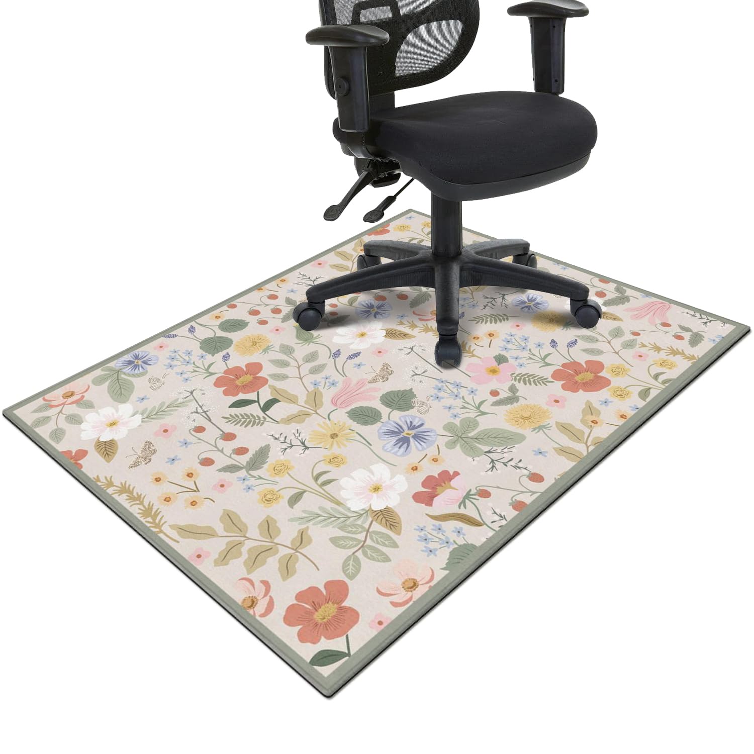 Office Chair Mat for Hardwood & Tile Floor,Boho Floral 36"x48" Office Computer Chair Mat for Rolling Chairs,Under Desk Non Slip Gaming Rug,Rubber