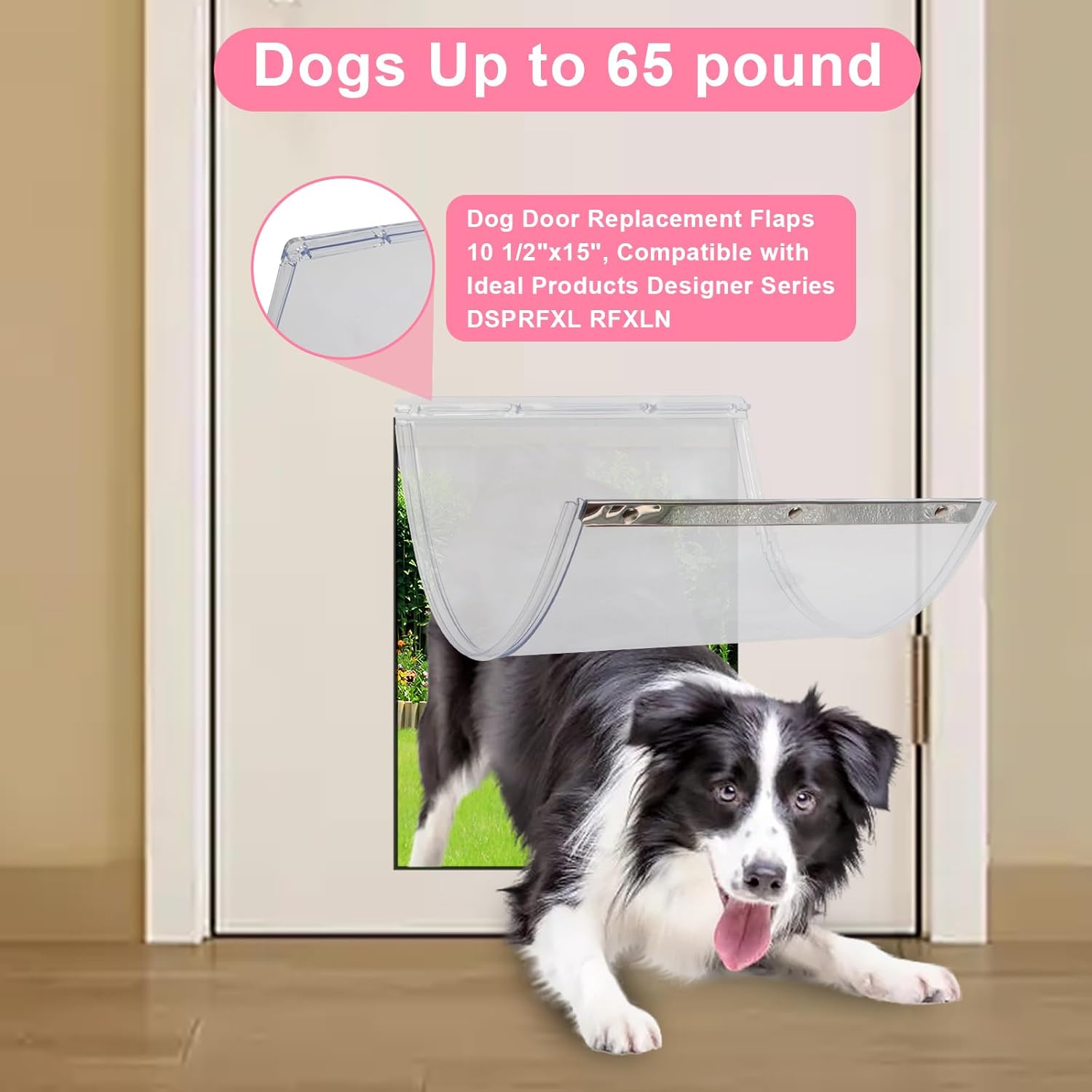XL Dog Door Replacement Flaps Compatible with Ideal Pet Products Designer Series DSPRFXL RFXLN, Doggie Door Vinyl Replacement Flap, Flap Size 10 1/2" x 15" Fit Ideal Pet Door