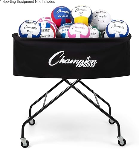 Miniatura 2 de Champion Sports Carrito de voleibol con ruedas, capacidad para hasta 40 pelotas, plegable, portátil, almacenamiento de pelotas con marco de aluminio