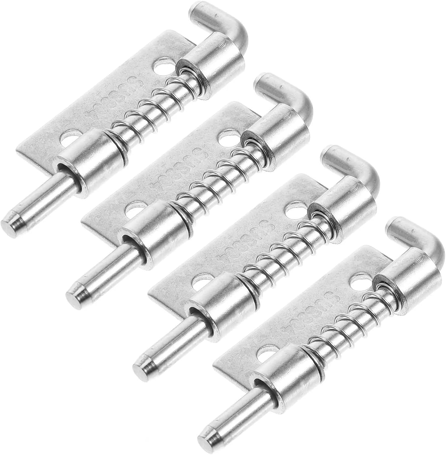 Spring Loaded Latch 12 Pcs Stainless Steel Spring Latch Lock Hardware Cabinet Door Sliding Flat Pin Hinges Movable Bolt Long Barrel for Panel Security