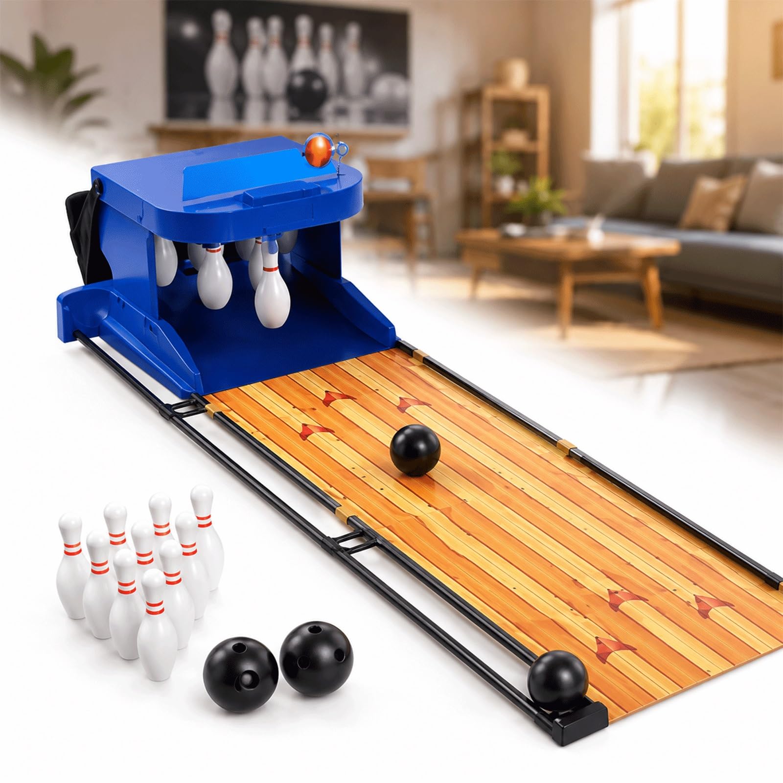 Elektroniczna Konsola do Gry w Kręgle,Shuffleboard i Zestaw do Gry w Kręgle | Symulowane Efekty Dźwiękowe, Światła Led, Elektroniczna Tablica Wyników, Brak Ostrych Krawędzi