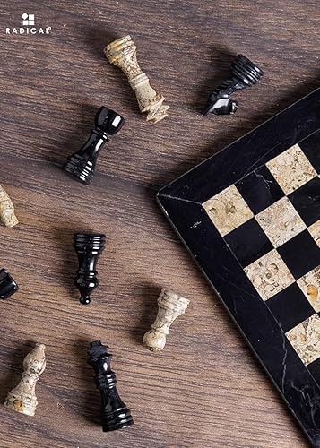 Miniatura 3 de Radicaln Juego de ajedrez de mármol de 12 pulgadas, negro y coral, hecho a mano, juegos de mesa de lujo para adultos, juego de mesa de ajedrez de