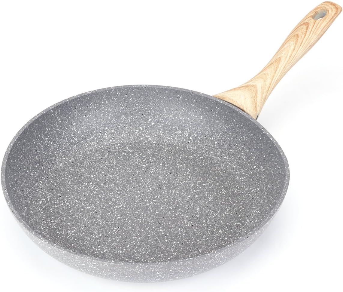 BOCCA Frying Pan, 100% PFOA Free Stone-Derived Non-Stick Coating 5 Layers Bottom, Bakelite Handle Aluminum Cooking Pan, Open Frypan,11 Inch