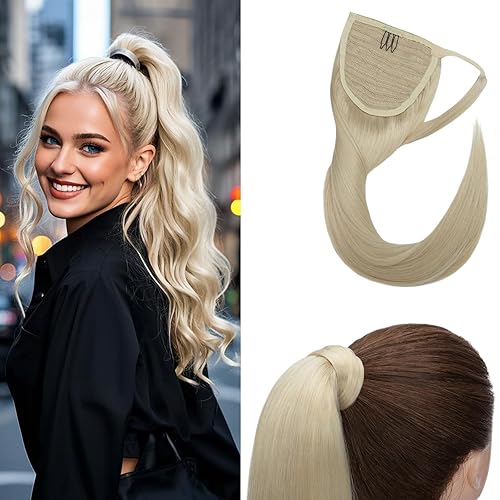 Extensión de cola de caballo de pelo humano con peineta y listón para atarse para niñas y mujeres, 1 pieza de pelo lacio y largo color negro oscuro