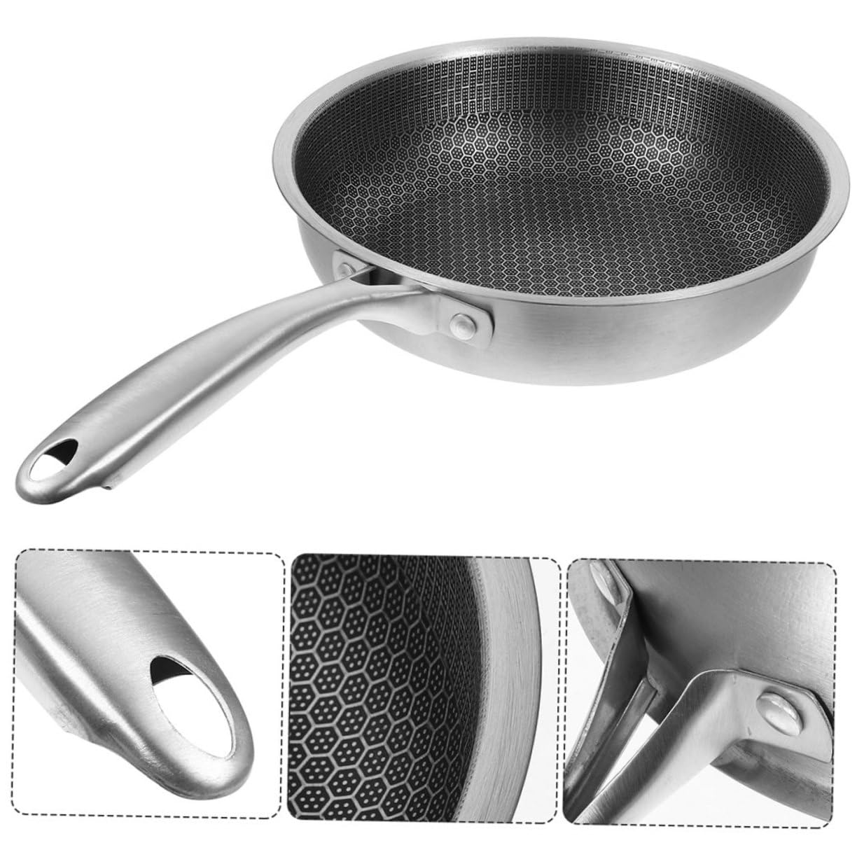 Artibetter Padella Omelette Acciaio Resistente Nido d'Arnia Antiaderente per Uova e Bistecca Distribuzione Calore Uniforme Compatibile Tutti Piani Cottura Incluso Induzione