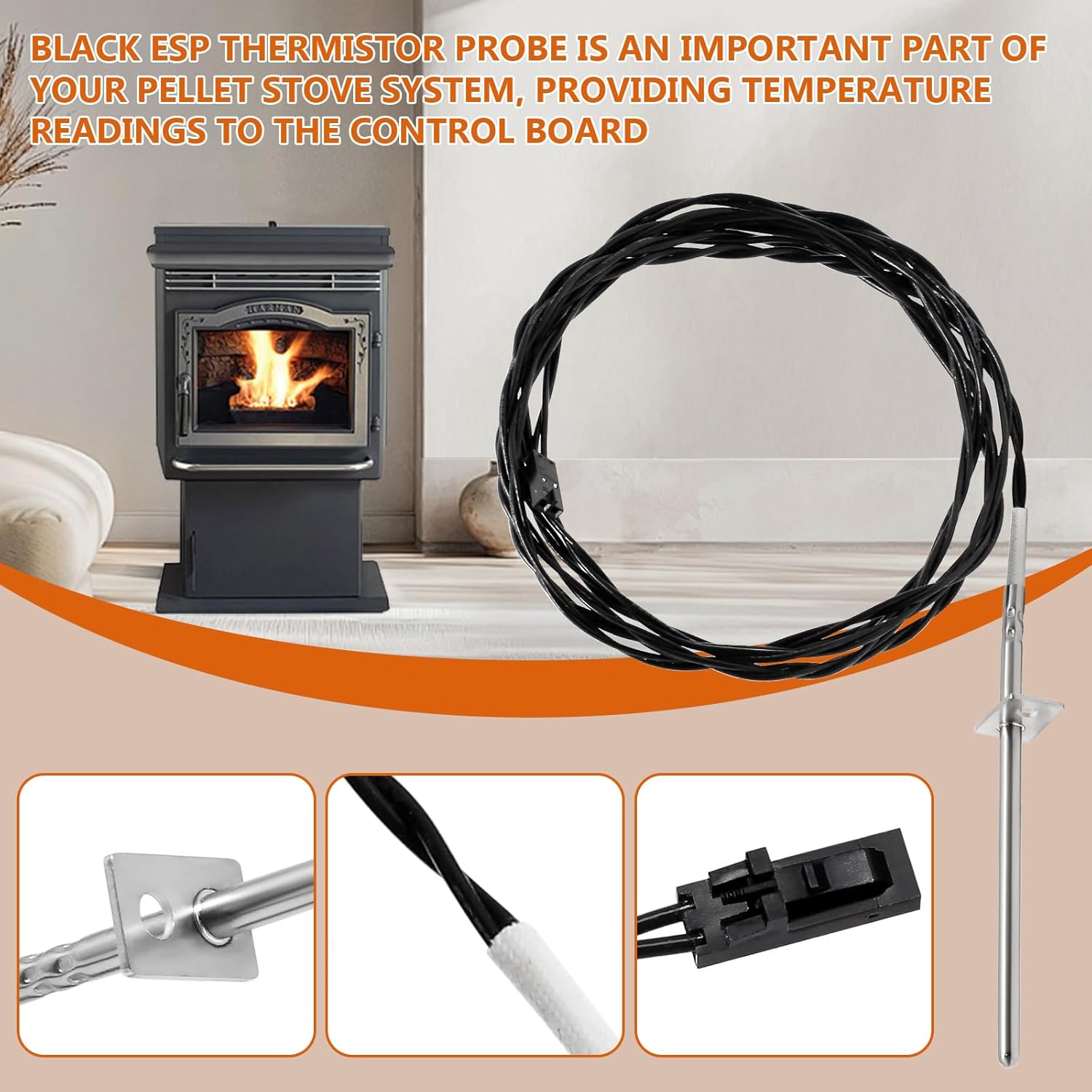 Hiorucet 3-20-00744 Black ESP Thermistor Probe & 3-20-00906 Sensor Thermostat Probe for Harman Accentra FS, P61, P68, Advance, PC45, XXV, P61A, Accentra Insert, P38, Invincible Insert, Invincible RS