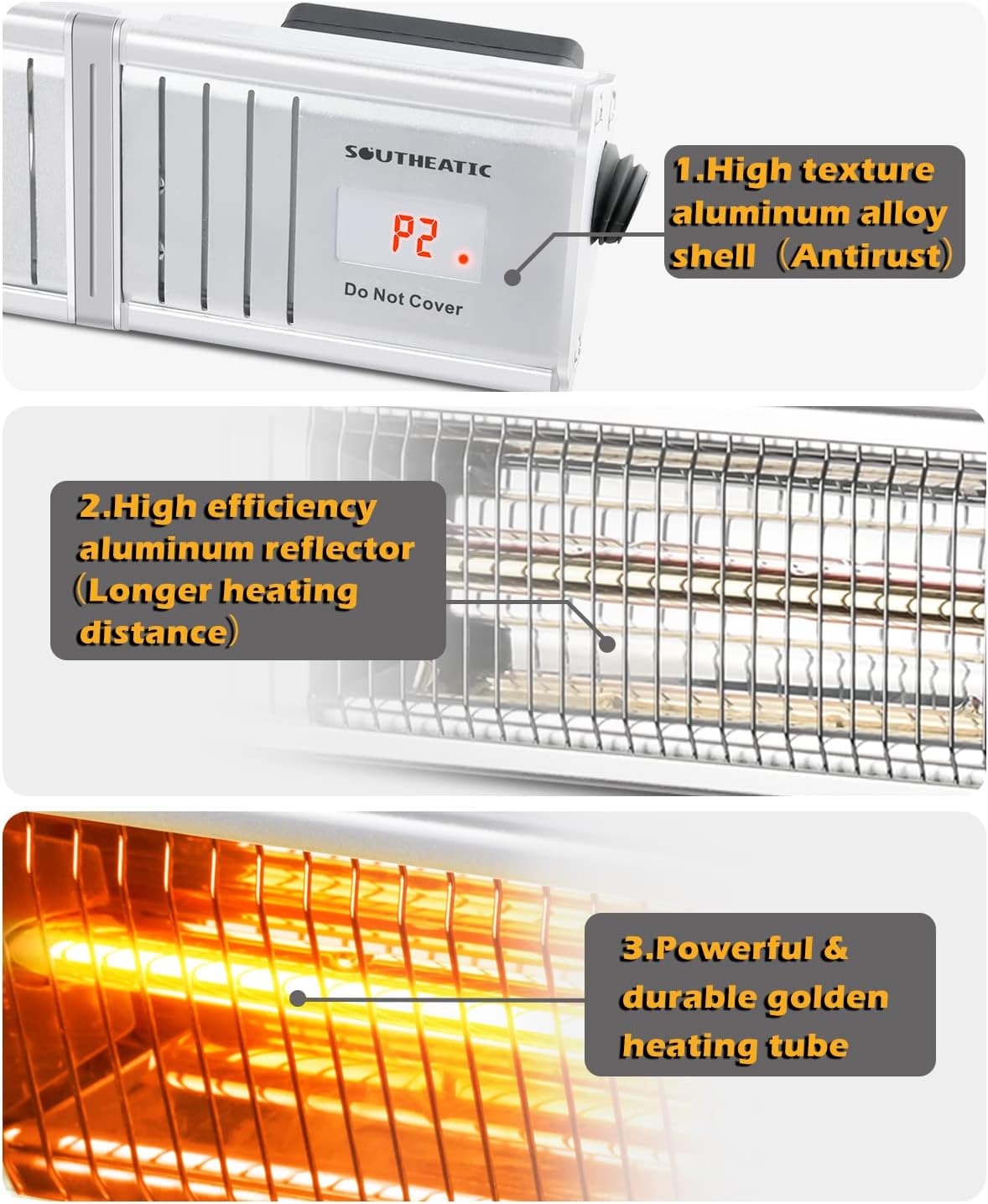 Buy WallMounted Patio Heater, 1500W Electric Infrared Heater Indoor