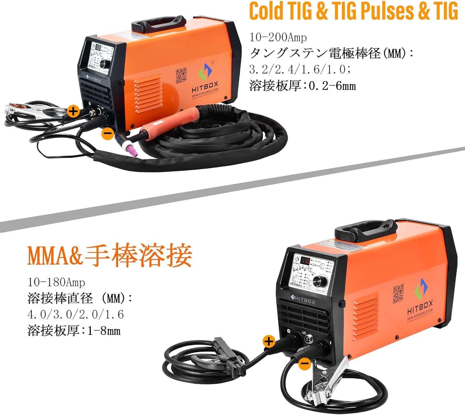 Diagram showing connections for TIG and MMA welding modes