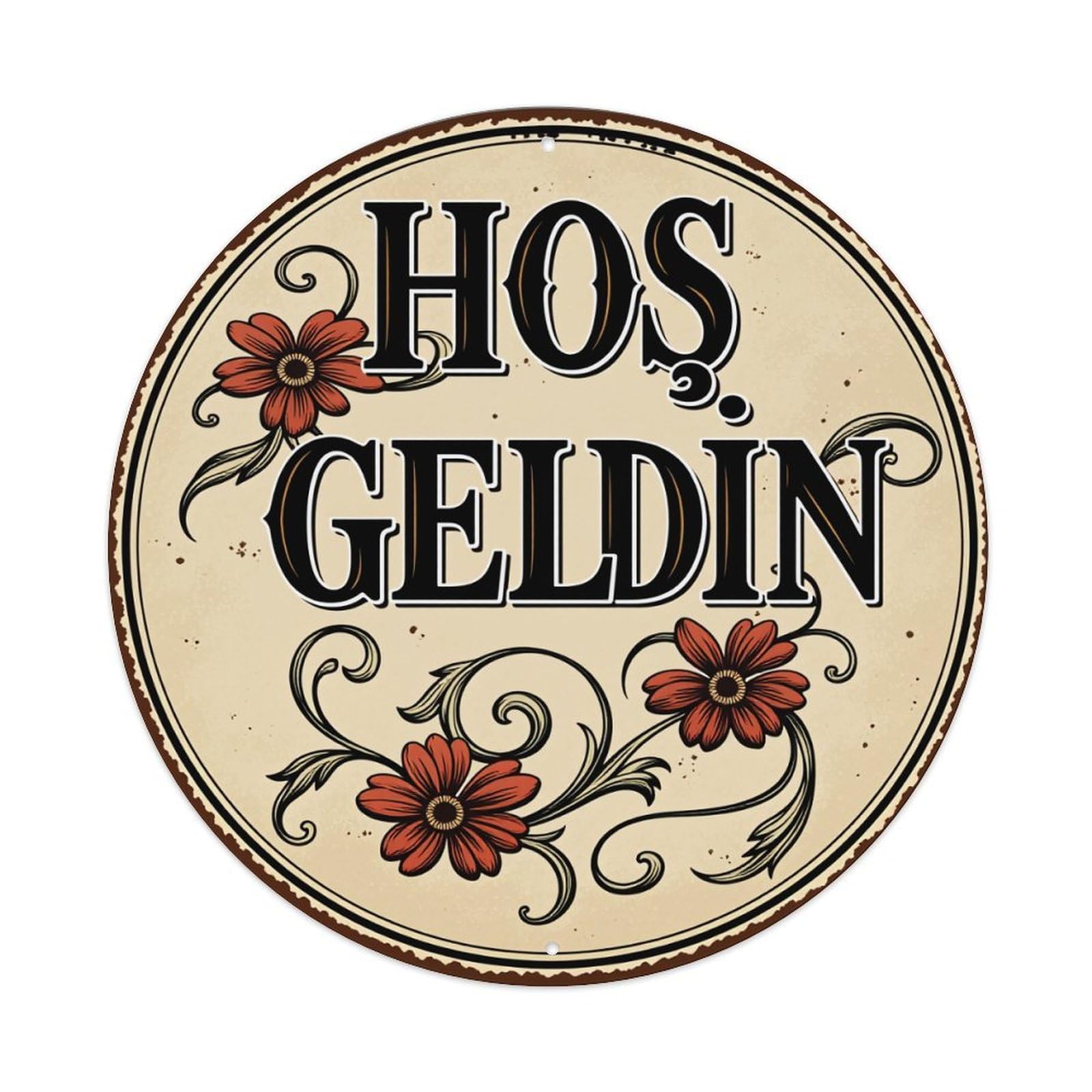Floral Swirls And Text Design Round Tin Sign Vintage Metal Poster Retro Bar, Home, Man Cave, Kitchen, Laundry Room Wall Art Decor Gift 8x8Inch