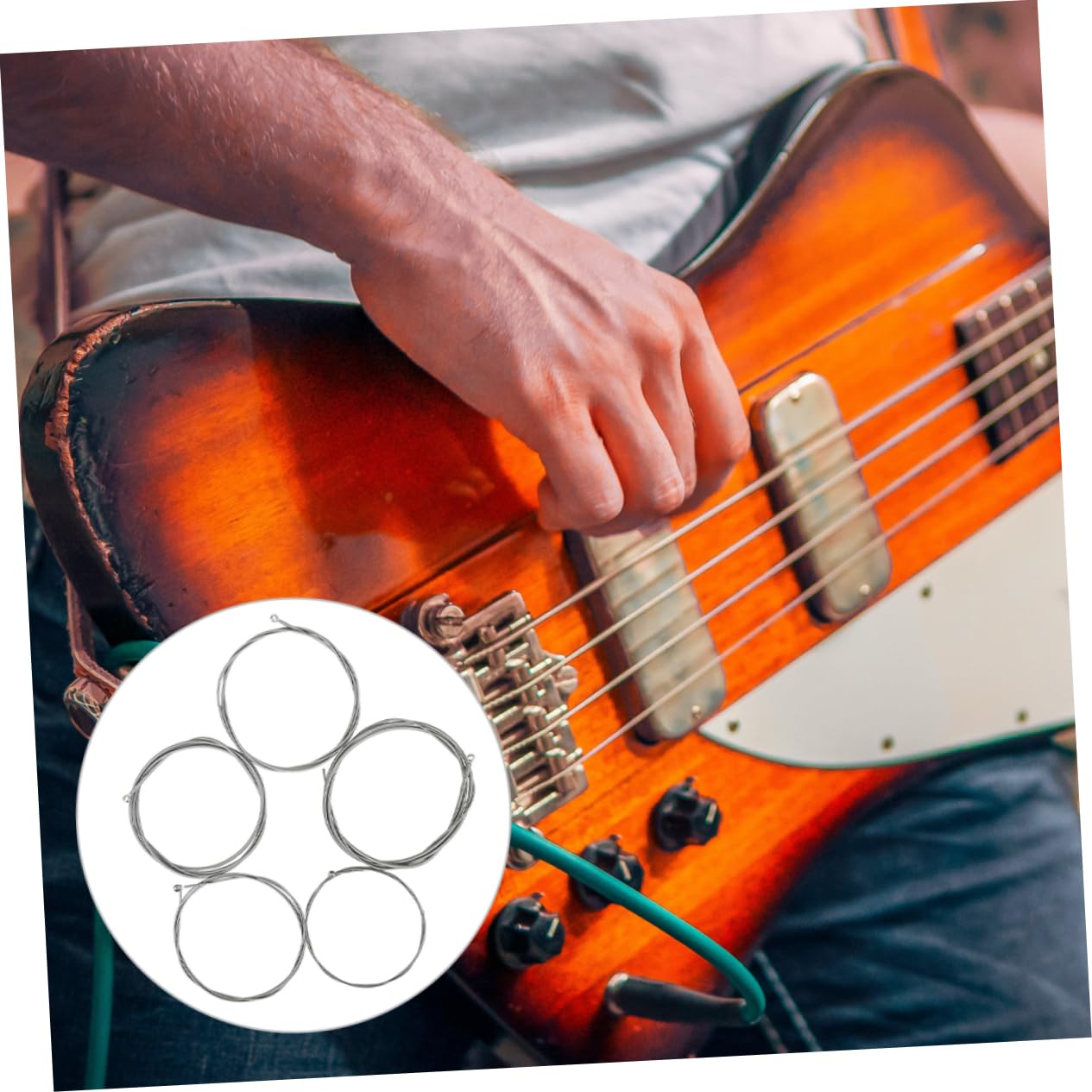 Toyvian 5pezzi Corde per Basso Elettrico in Lega Corde di Ricambio per Strumenti Musicali Avvolte in Metallo Adatte Bassi