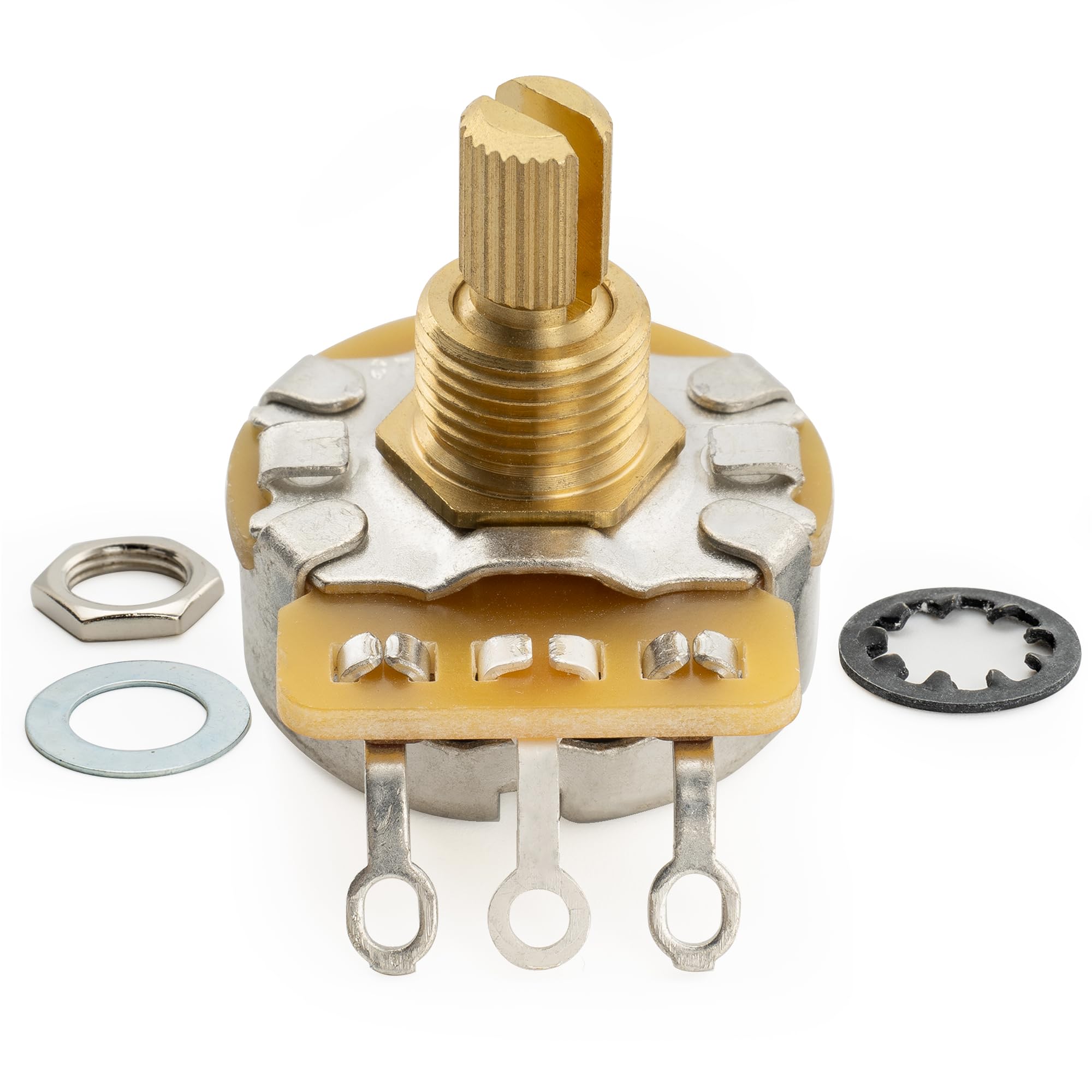 CTS 450G B250K Potenciómetros Latón Corto Split Shaft 1/4 Pulgada 10% Lineal Taper Poti para Guitarra Eléctrica Bajo(Set de 4)