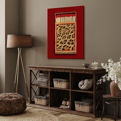 Miniatura 6 de Póster retro de lienzo con estampado de leopardo, estilo vintage, moderno, con estampado de leopardo, bar, carrito, dormitorio, habitación, 8 x 12