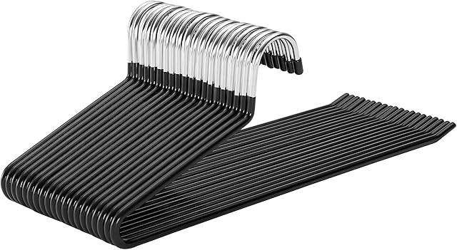 SONGMICS Trouser Slack Hangers Organizers, Set of 20, Strong Metal dia: 5 mm Chrome-plated Non-slip 38 x 13 cm, Black CRI004-20