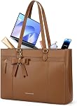 RAINSMORE Sacs pour ordinateur portable pour femmes 15.6 Inch Work Tote Bag Femmes Imperméable PU Purse pour ordinateur portable avec grand porte-monnaie pour ordinateur de bureau Sac à main pour les épaules de voyage, noir