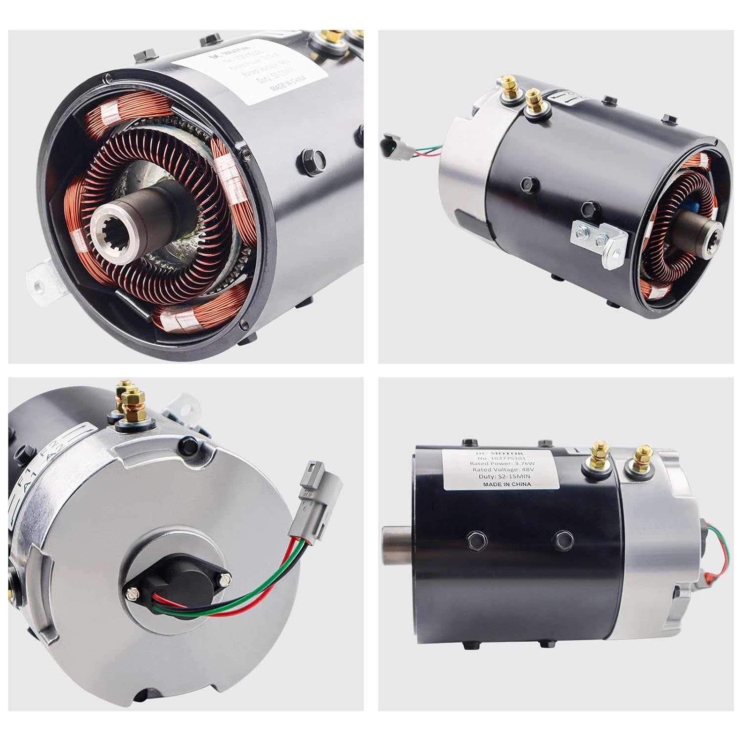 48V 3.7KW DC SepEx Motor Replace Club Car 102775101 Compatible for Electric Vehicle XP-2067-S, ZQS48-3.7-T-GN,102775101