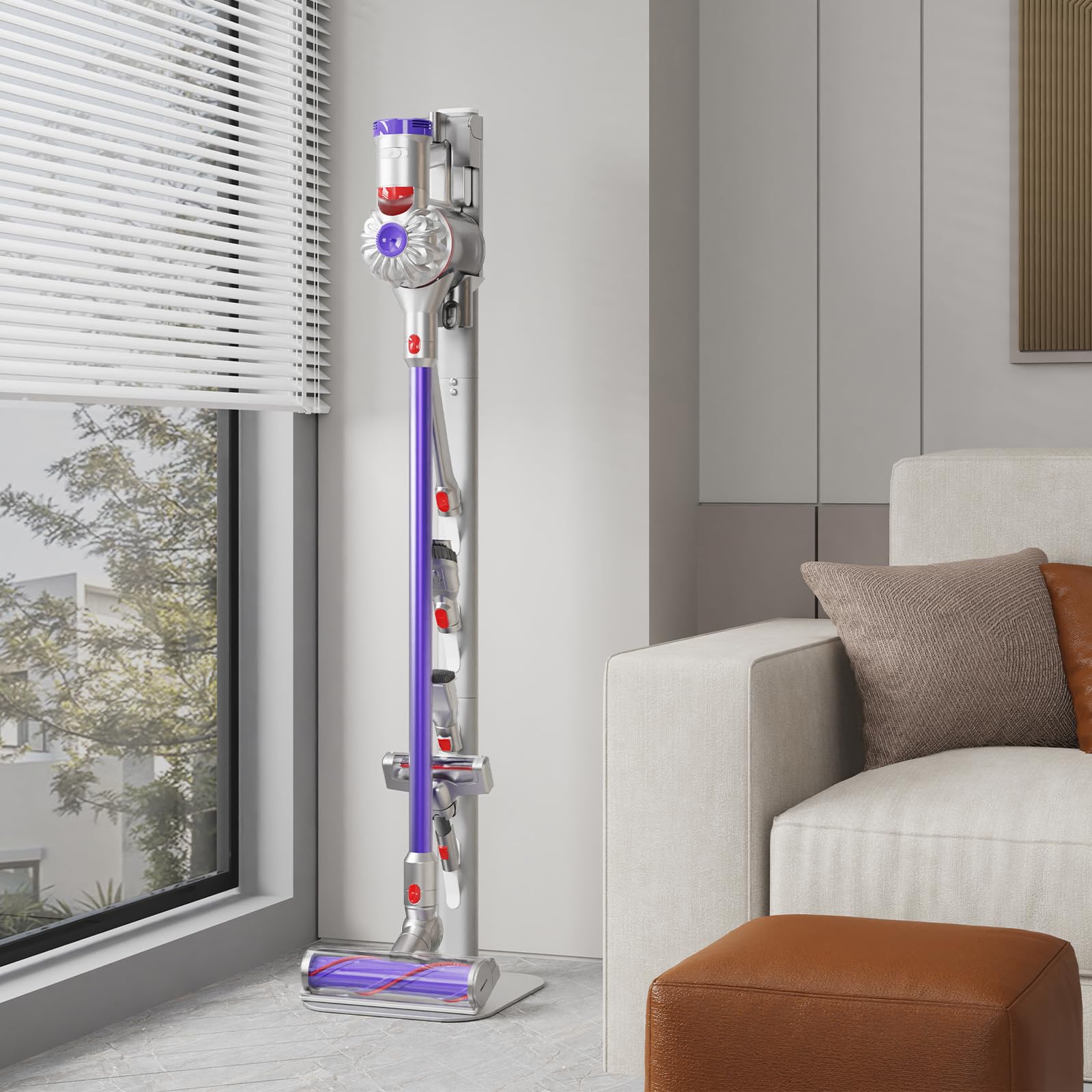 OUTBROS Staubsauger Ständer mit 4 Haken-Kompatibel für Dyson halterung, Silbrig